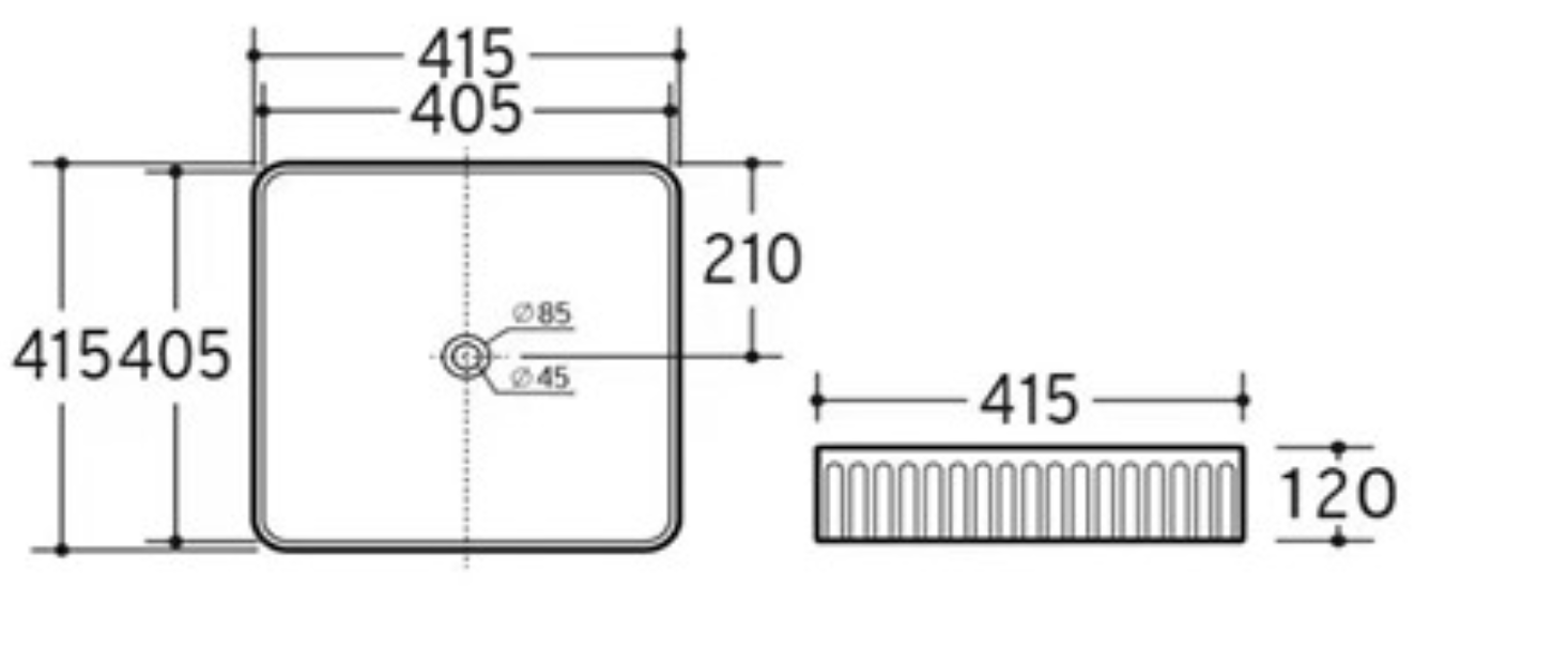 Fluted Square Above-Counter Basin Ribbed Ceramic Design