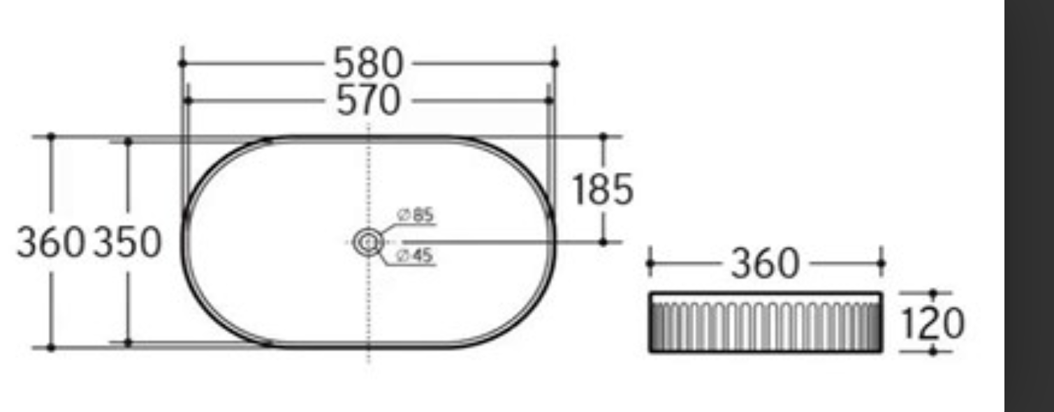 Fluted Oval Above-Counter Basin Ribbed Ceramic Design