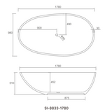 Delight 1780mm Freestanding Bath – Luxurious Deep Oval Tub in Gloss Finish