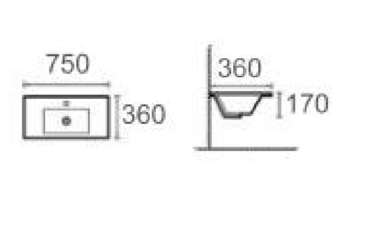 Ceramic Vanity Basin – Gloss White Top 750mmx360mmx190mm