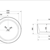 Arcadia-150 Freestanding Acrylic Round Bath – 1500mm Gloss White Textured Tub