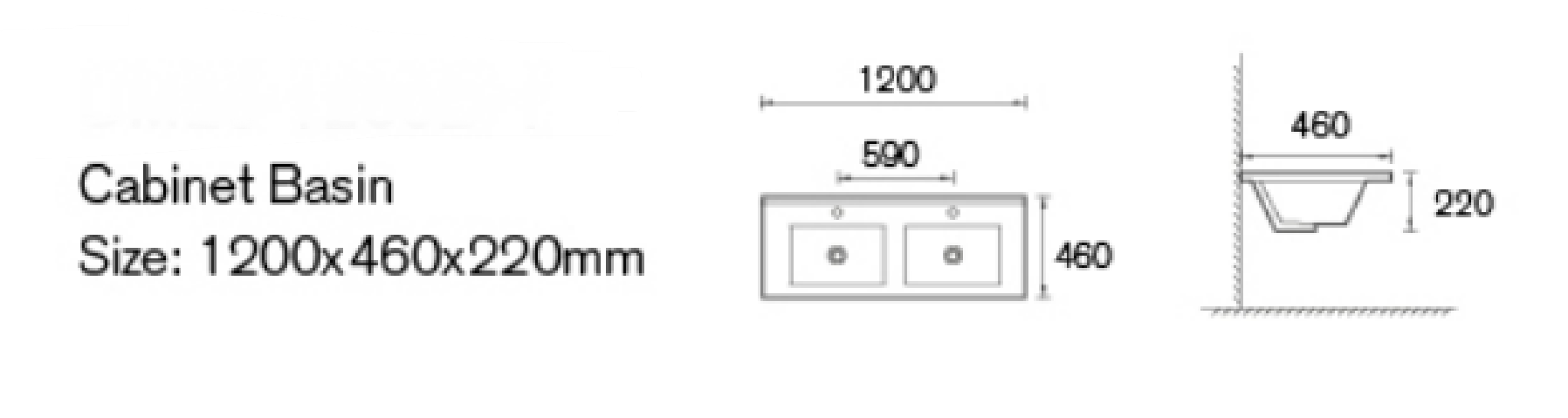 1200mm Double Bowl Vanity Top – Twin Ceramic Basins with Tap Holes