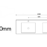 1500mm Double Bowl Vanity Top – Twin Ceramic Basin with Tap Holes
