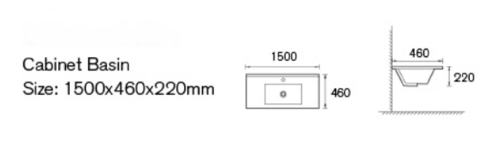 1500mm Single Bowl Vanity Top – Ceramic Basin with Tap Hole