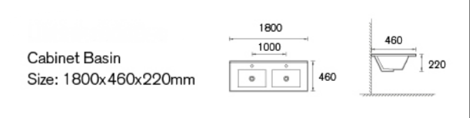 1800mm Double Bowl Vanity Top – Ceramic Twin Basin with Tap Hole Options