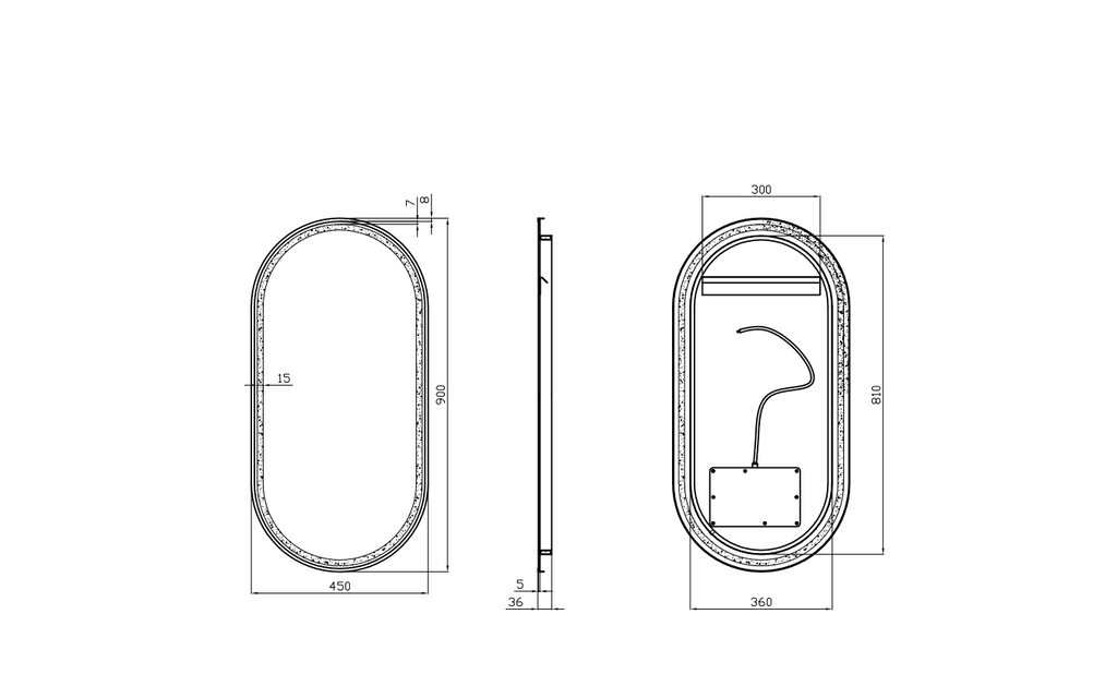 450mm Montego LED Mirror – Oval Wall Hung Bathroom Mirror with Backlit Light, Demister & Touchless Sensor