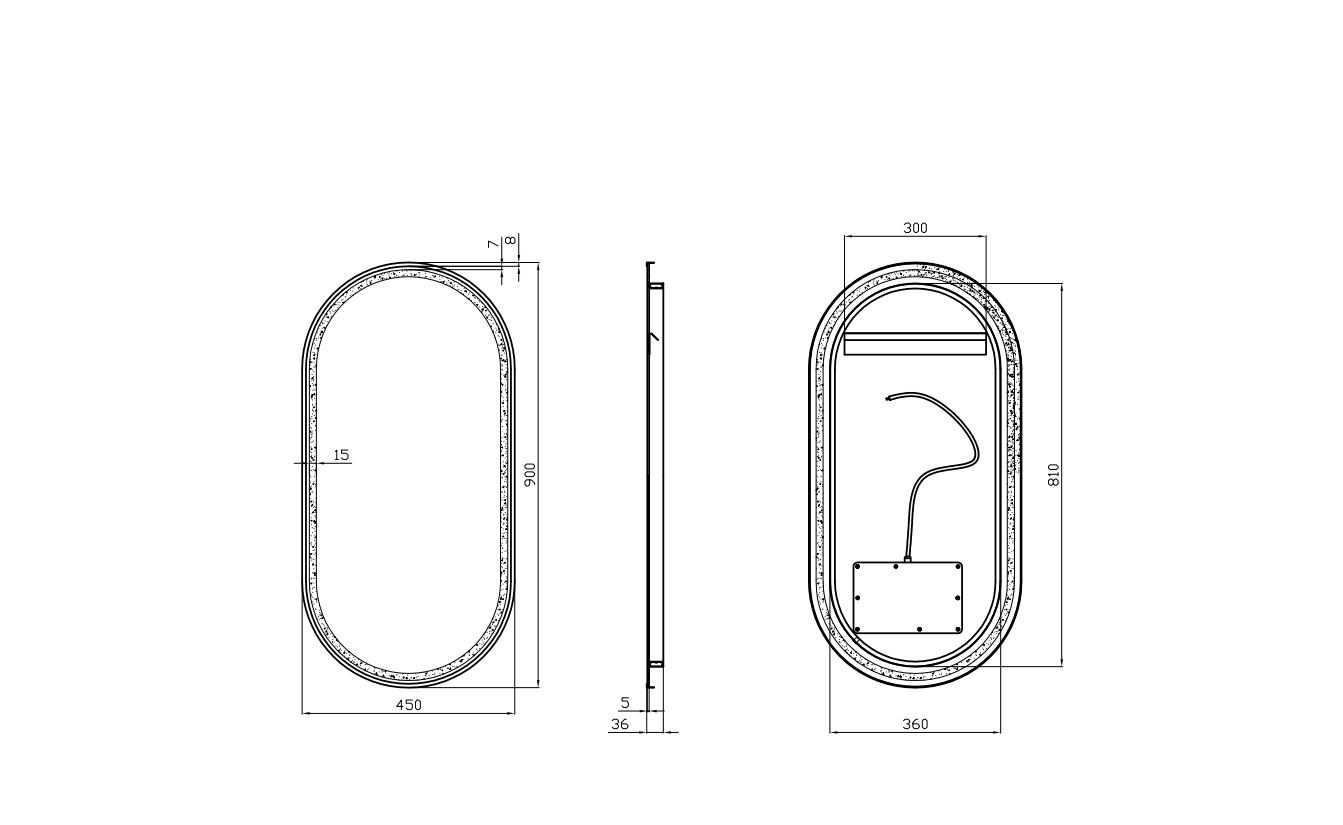 450mm Montego LED Mirror – Oval Wall Hung Bathroom Mirror with Backlit Light, Demister & Touchless Sensor