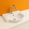 Semi-Recessed Vanity Top – Ceramic Slimline Basin with Mini Thick Edge750mmx480mmx200mm