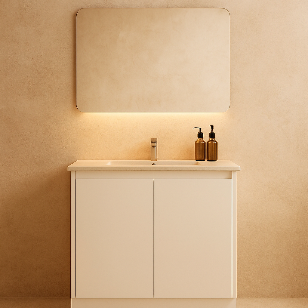 Sierra 600W Freestanding Vanity with Drawers White Right Hand Draw