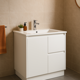 Sierra 750W Freestanding Vanity with Drawers White Right Hand Draw