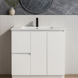 Sierra 900mm Freestanding Vanity with Drawers White Left Hand Draw