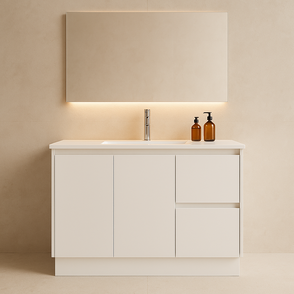 Sierra 900mm Freestanding Vanity with Drawers White Right Hand Draw