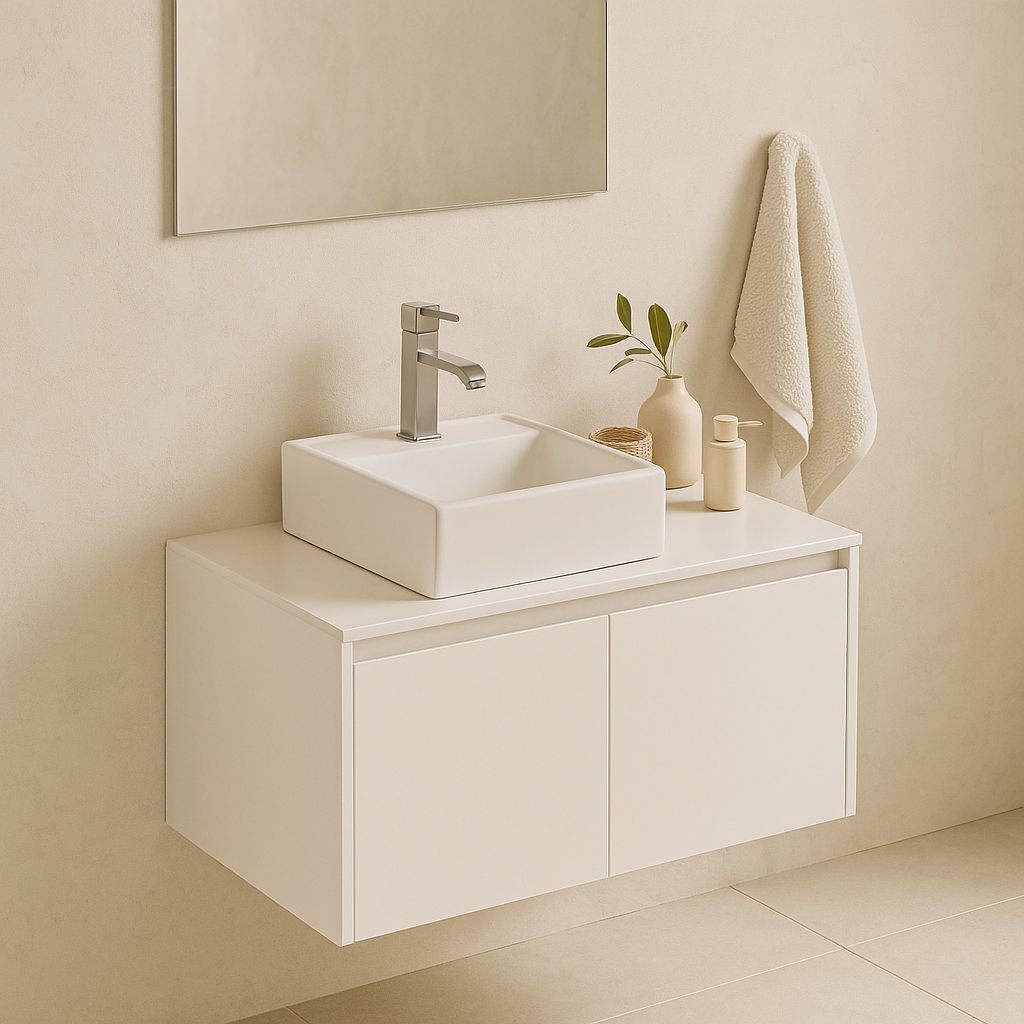 Square Ceramic Basin – Above Counter Slimline Top (No Overflow)440mmx440mmx100mm