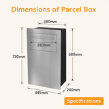 Stainless Steel Front & Rear Access Parcel Drop Box