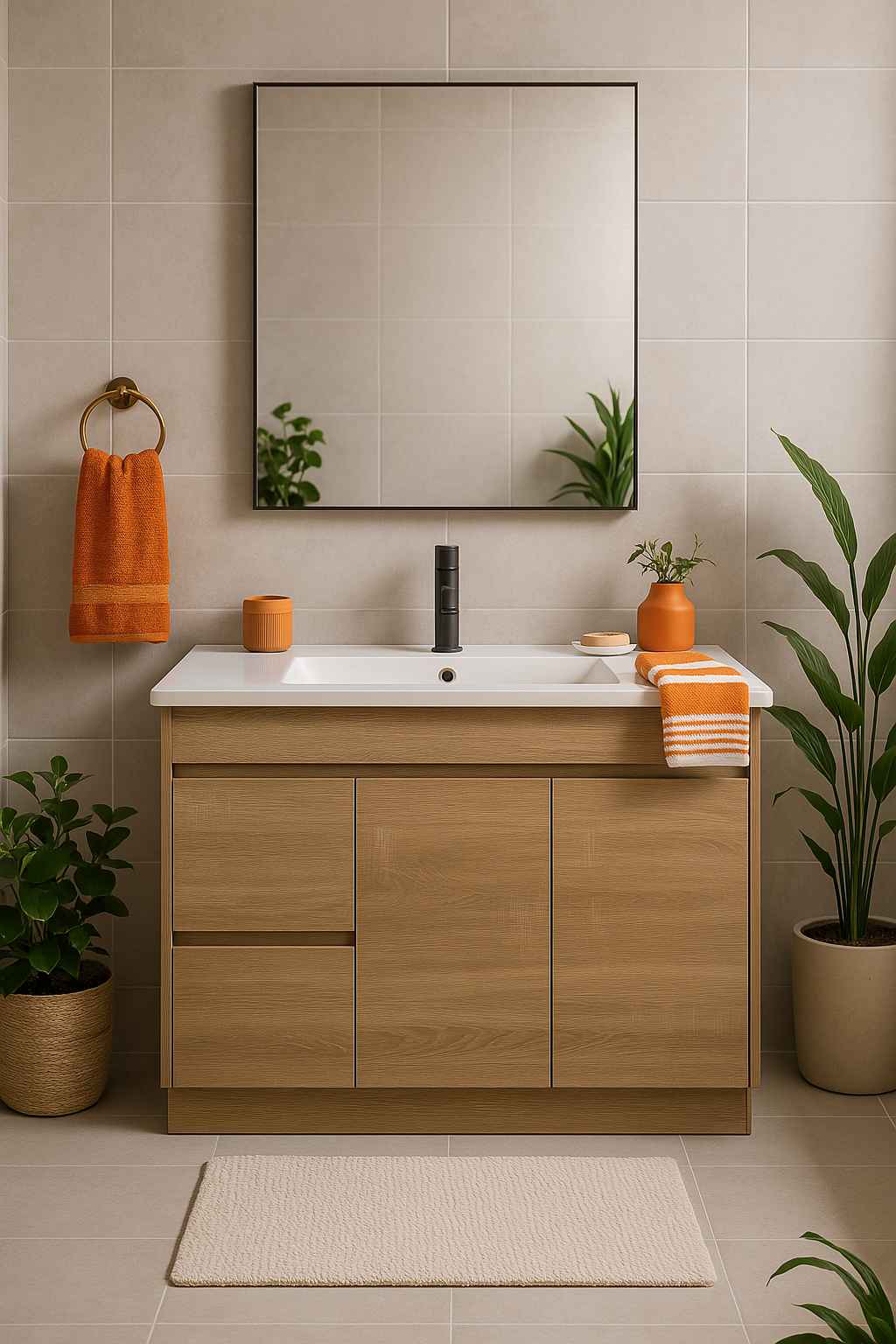 Tobi 1200LA1 Freestanding 460mm Vanity Natural Timber & Oak Finish