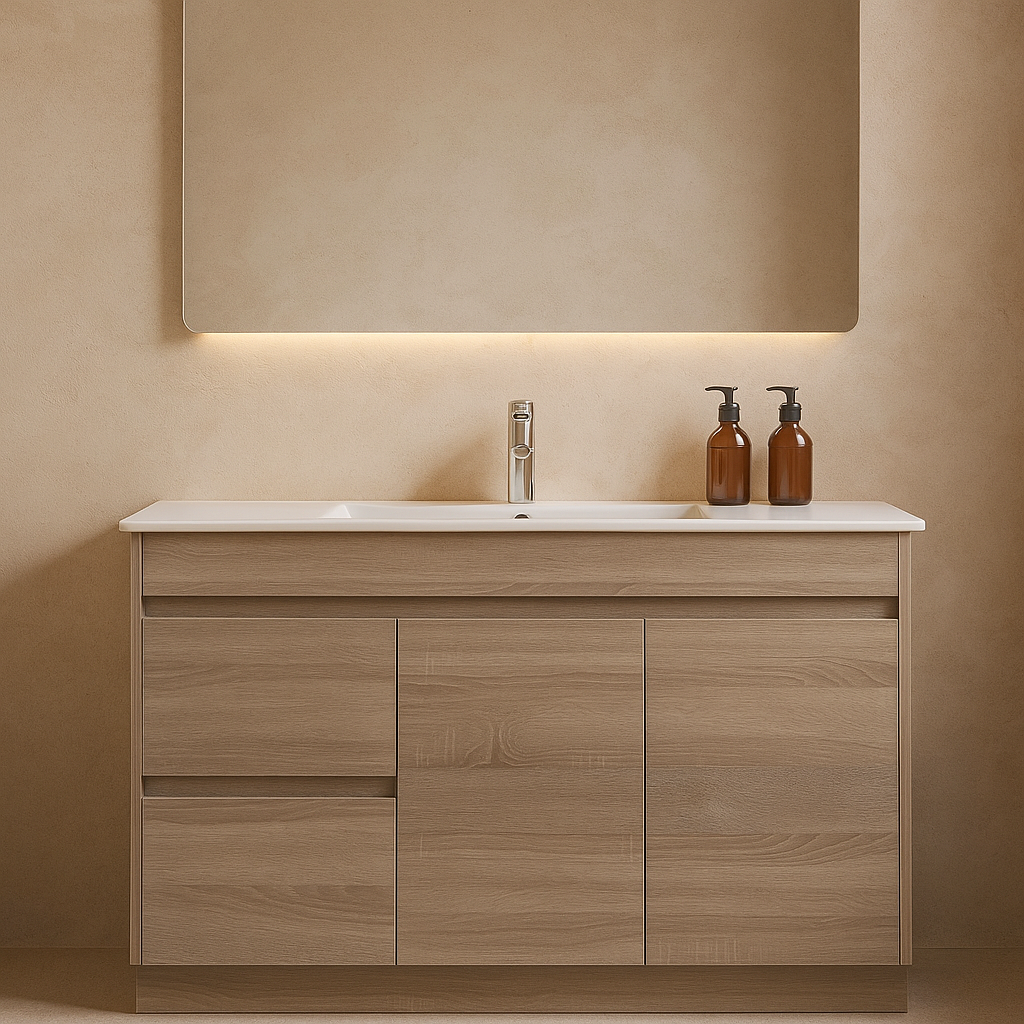 Tobi 1200LA1 Freestanding 460mm Vanity Natural Timber & Oak Finish