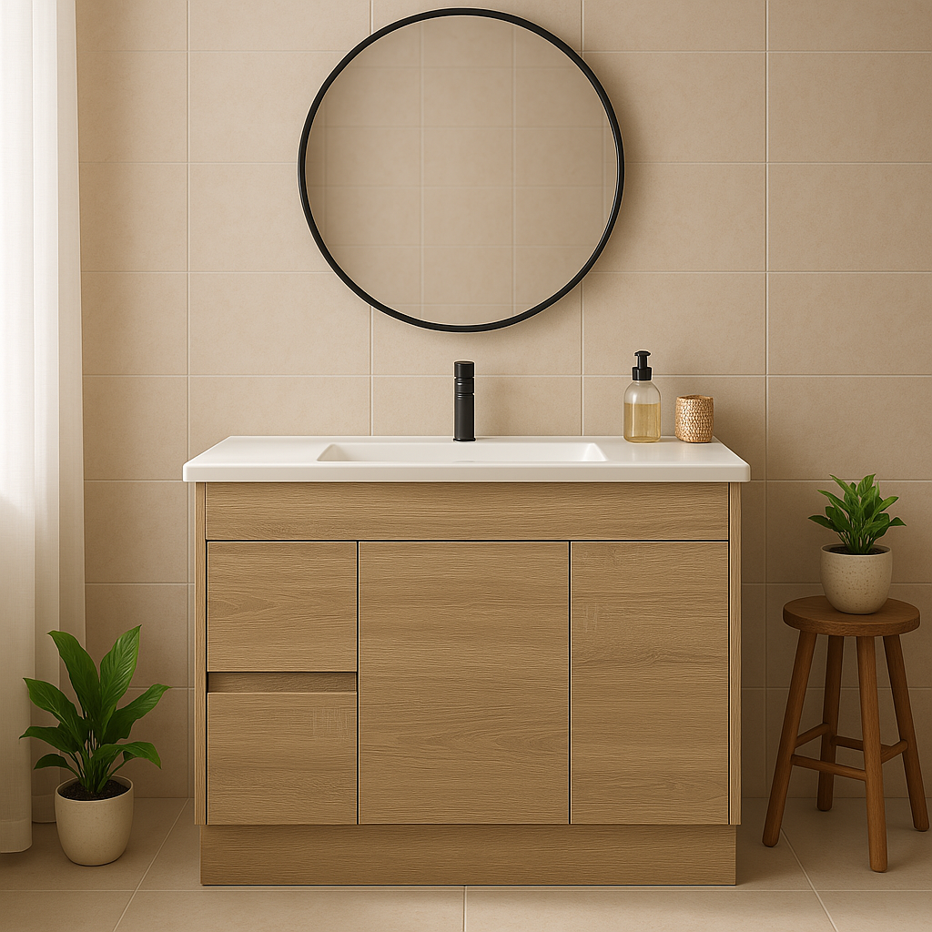 Tobi 900LA1 Freestanding 460mm Vanity Natural Timber & Oak Finish