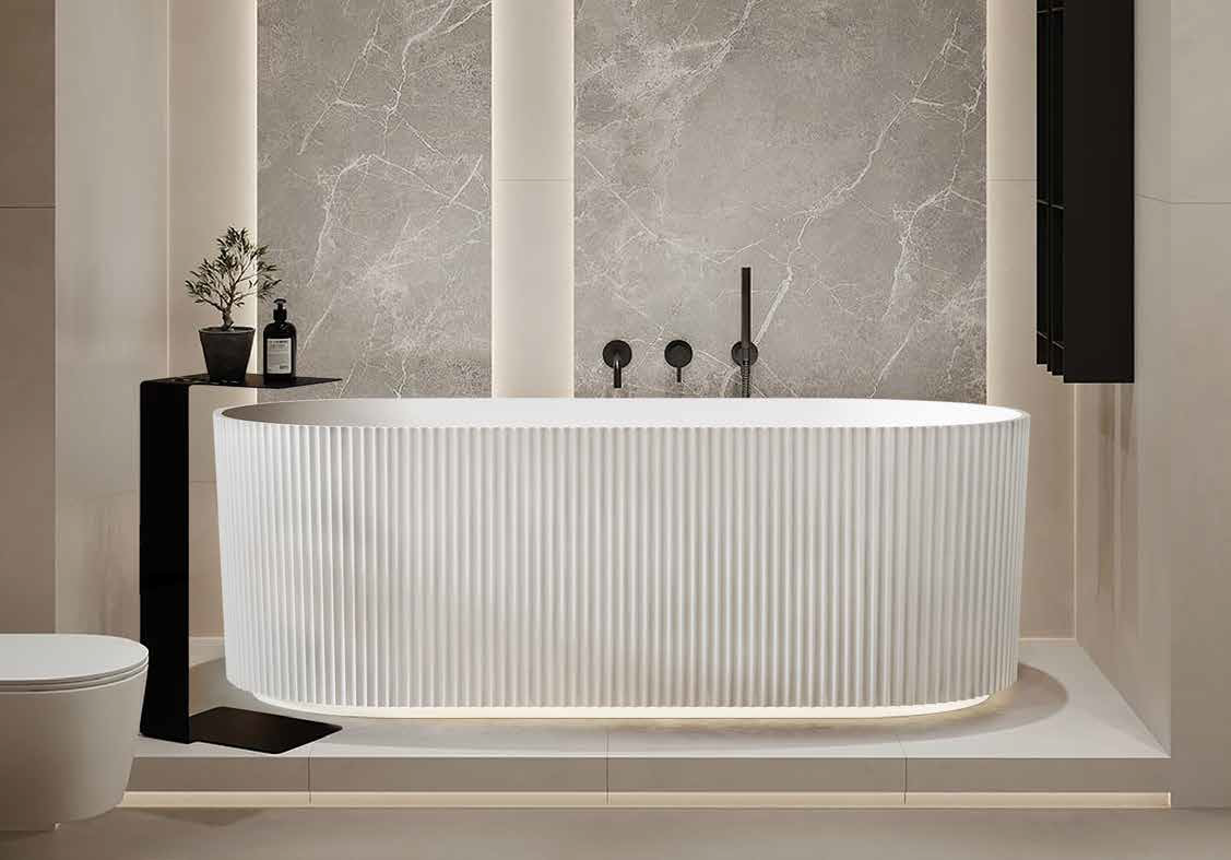 Trina 1700mm Freestanding Acrylic Bath – Premium Fluted Design in Gloss & Matt White