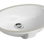 MG-567 Under Counter Basin – 435x353x175mm ceramic oval sink with 32mm waste hole and glossy white finish for modern bathrooms.