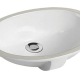 MG-567 Under Counter Basin – 435x353x175mm ceramic oval sink with 32mm waste hole and glossy white finish for modern bathrooms.