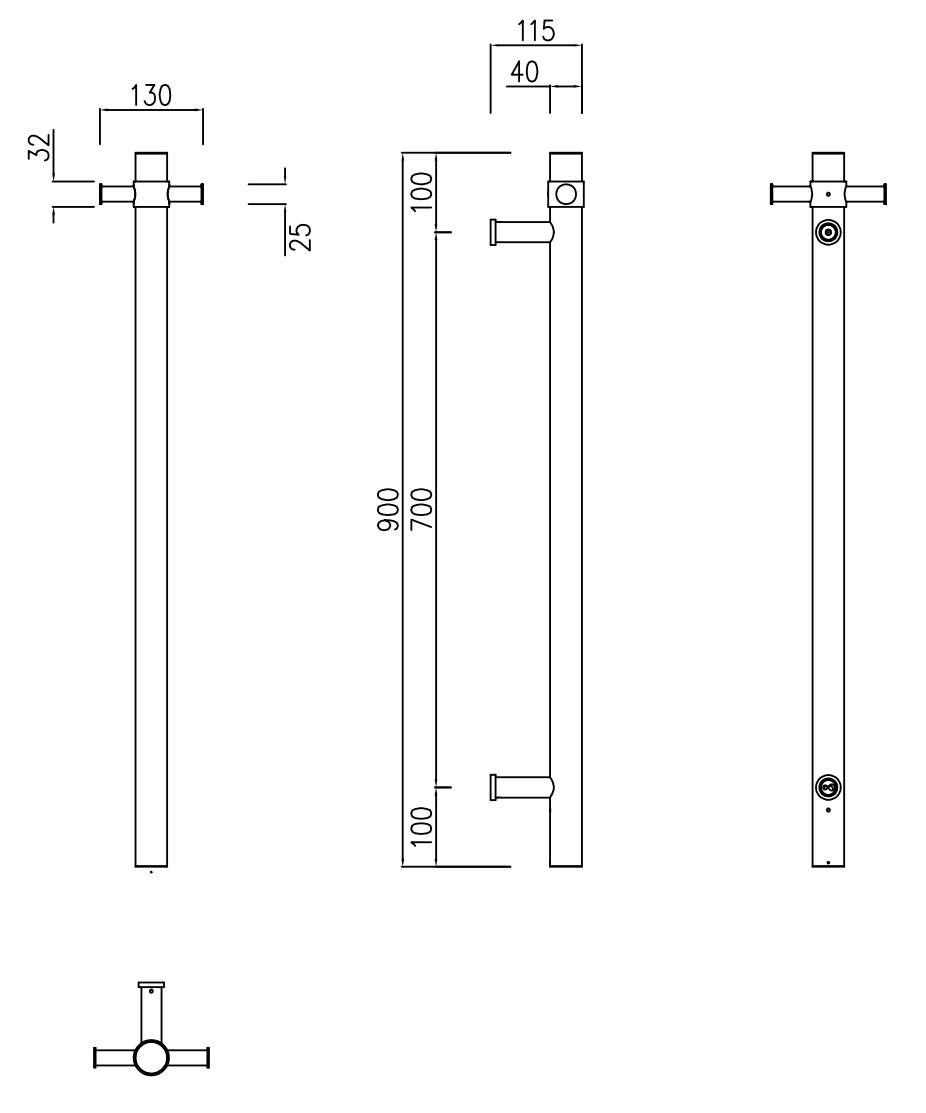 Vertical Heated Towel Rail 900mm – Polished Chrome