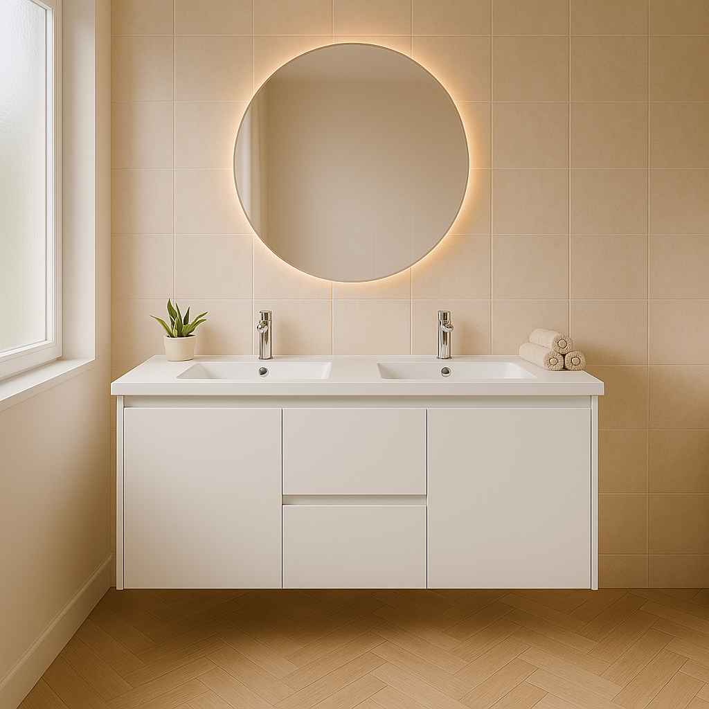 Willow 1200mm Vanity  Wall Hung 460mm Vanity – Gloss or Matt 2-Pack Finish with Soft Close Drawers With Double Bowl