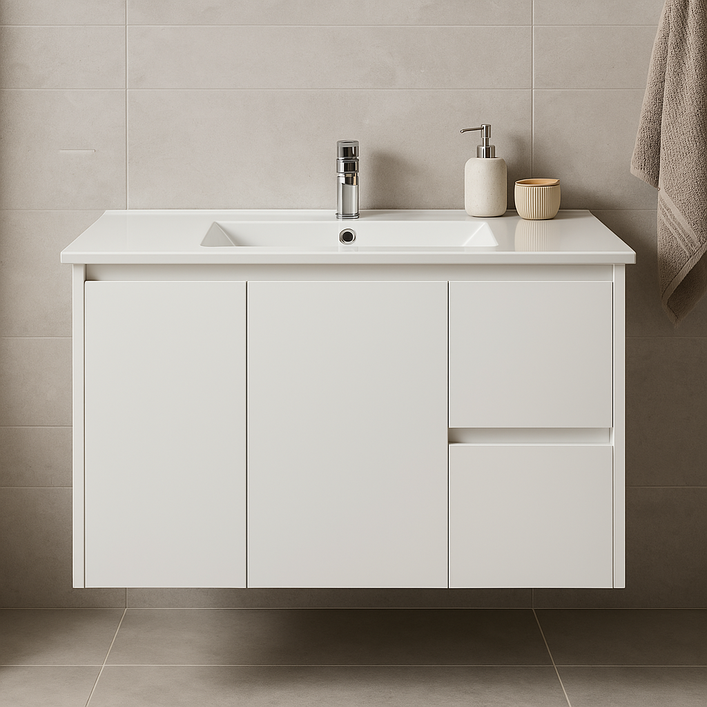 Willow 900W Vanity  Wall Hung 460mm Vanity – Gloss or Matt 2-Pack Finish with Soft Close Drawers