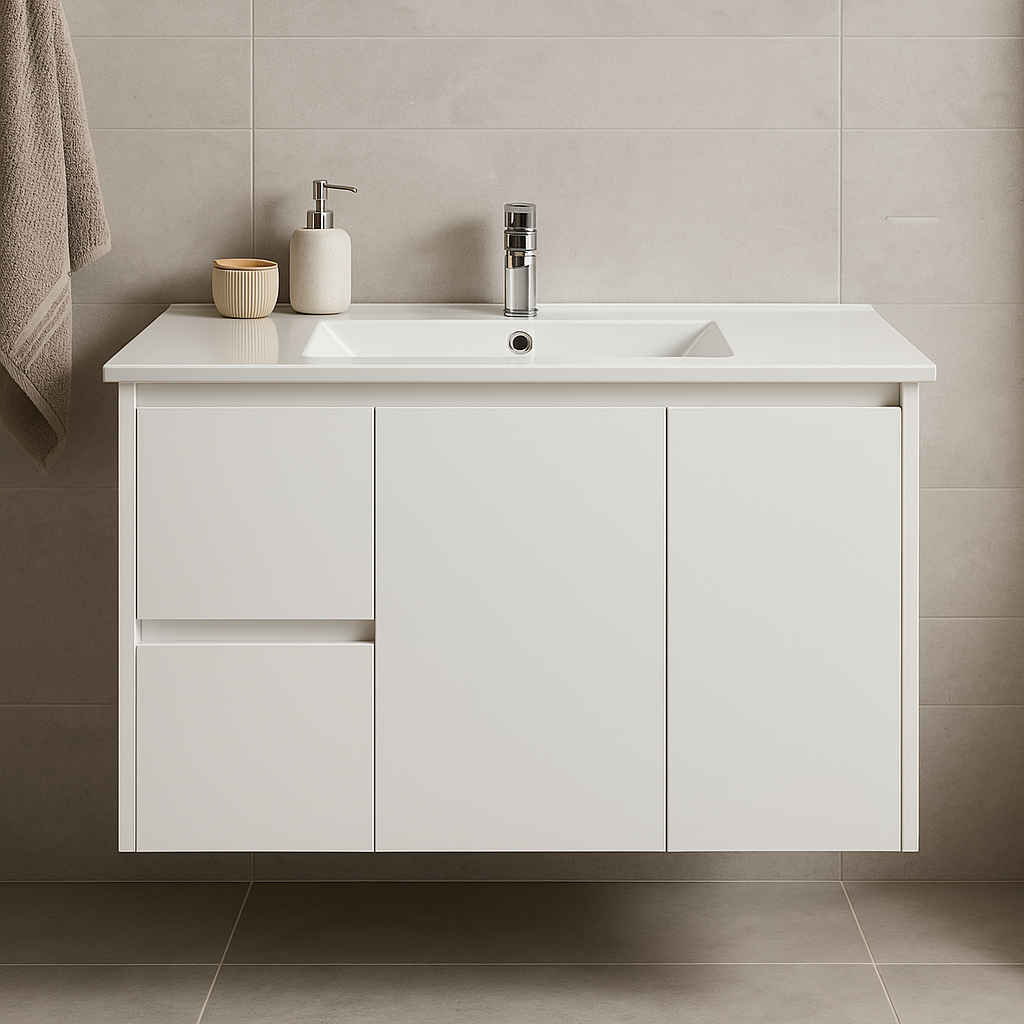 Willow 900WL Vanity  Wall Hung 460mm Vanity – Gloss or Matt 2-Pack Finish with Soft Close Drawers