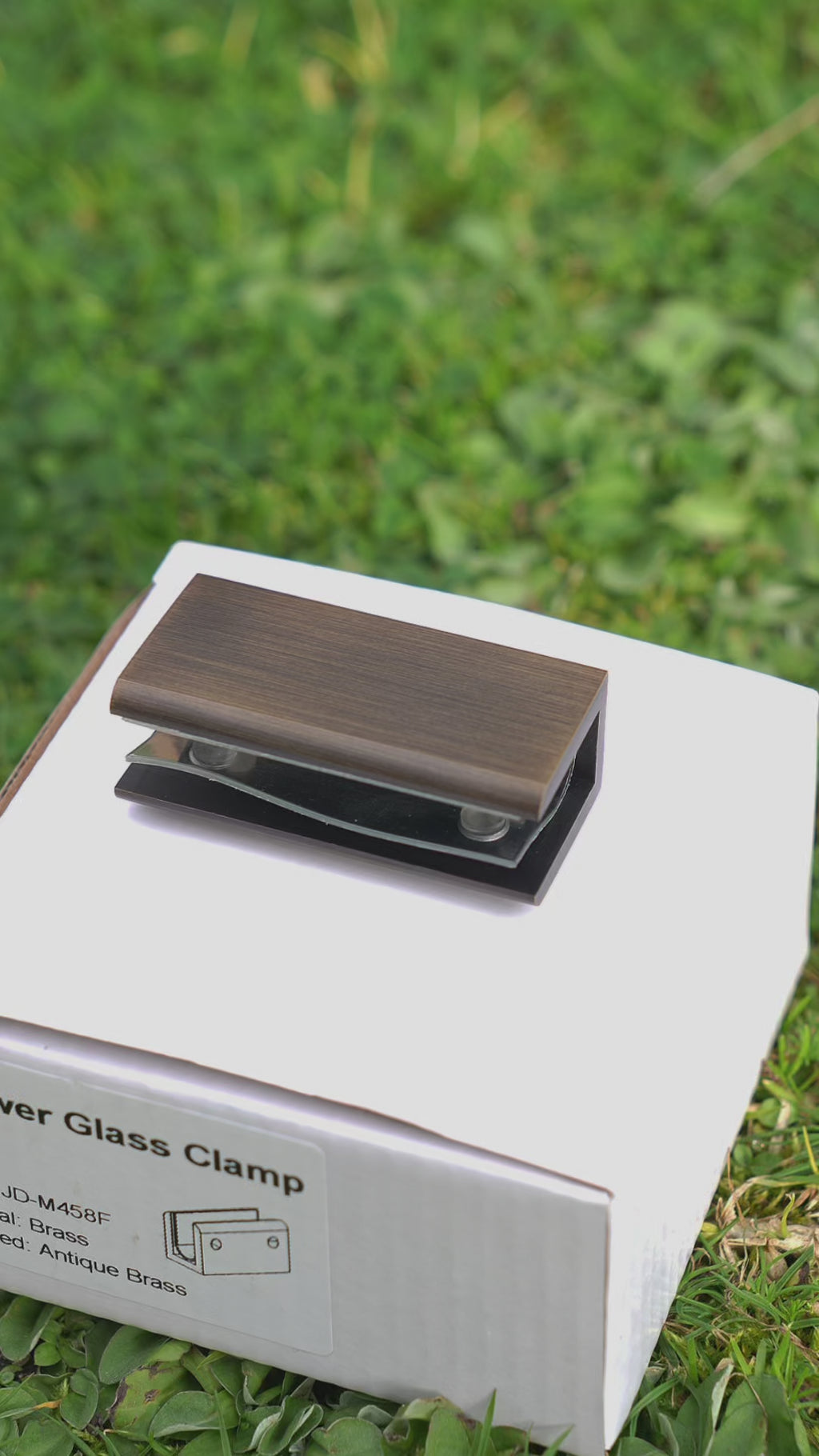 Seville Antique Brass Shower Glass Clamp