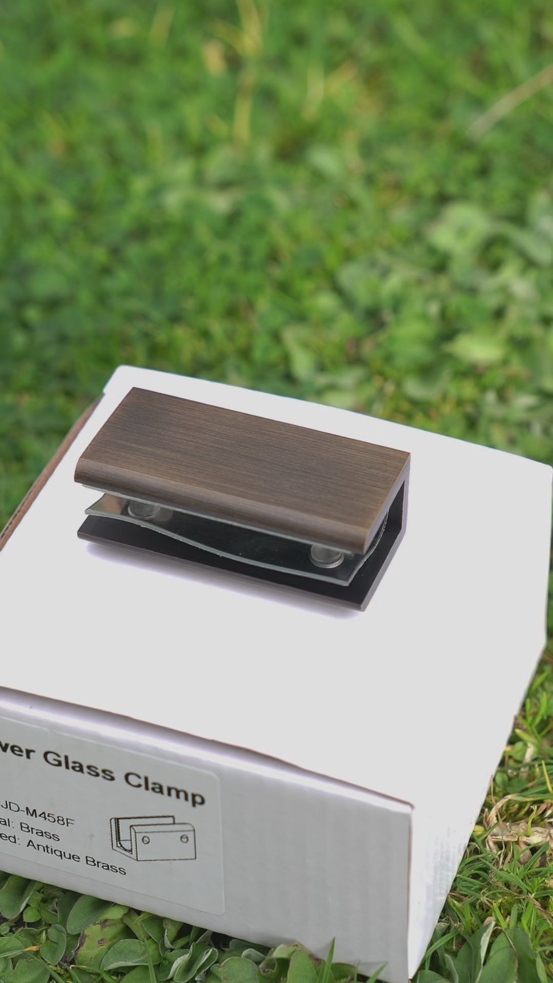 Seville Antique Brass Shower Glass Clamp