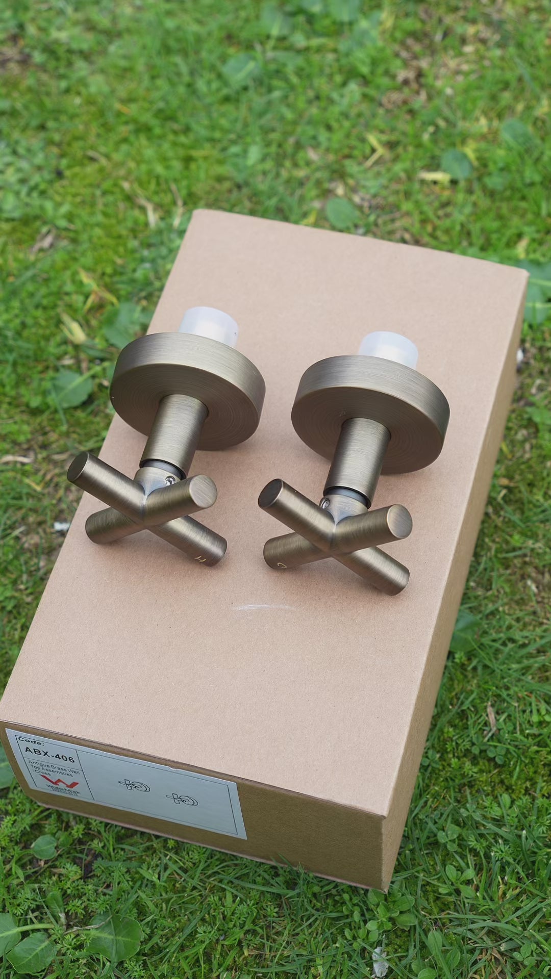 Seville Antique Brass Cross Handle Taps