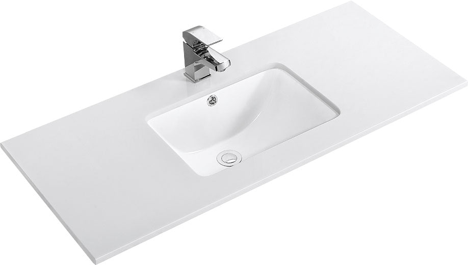 1200mm Single Bowl Vanity Top – Gloss White Ceramic Basin with Tap Hole