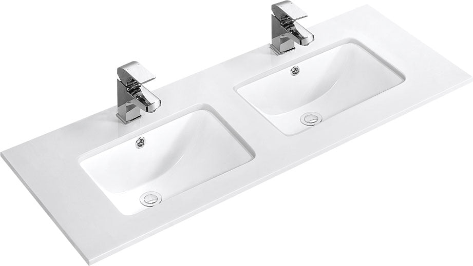 1500mm Double Bowl Vanity Top – Twin Ceramic Basin with Tap Holes
