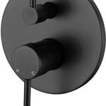 Black Round Wall Mixer with Diverter – 35mm Cartridge, Ø 160mm Cover Plate for Modern Bathrooms