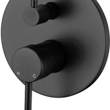 Black Round Wall Mixer with Diverter – 35mm Cartridge, Ø 160mm Cover Plate for Modern Bathrooms