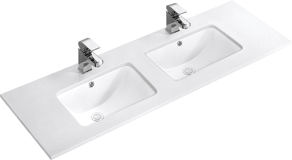 1800mm Double Bowl Vanity Top – Ceramic Twin Basin with Tap Hole Options