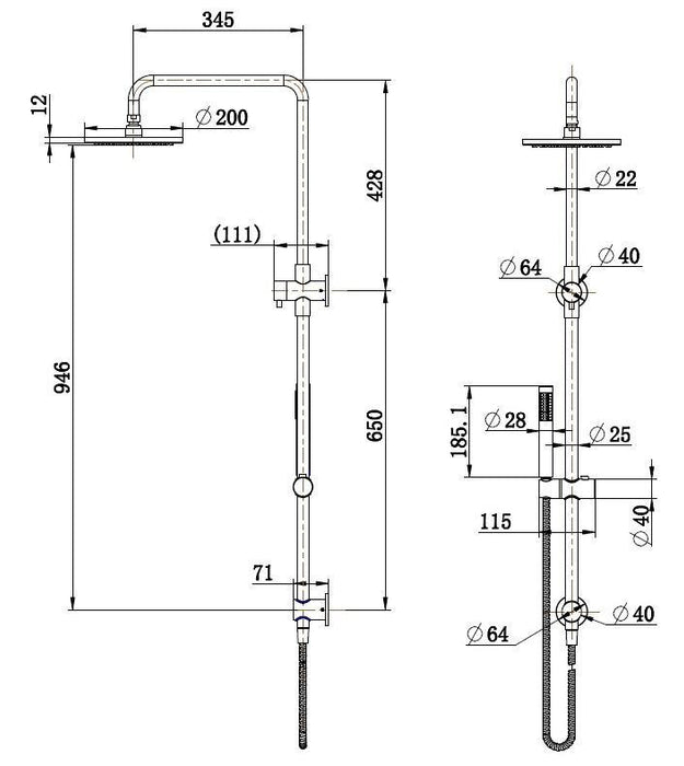 Chrome Round Shower Unit