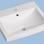 Drop-In Basin MG-7028AB with glossy white ceramic finish and modern rectangular design.