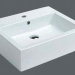 Above Counter Basin MG-7005A with glossy white ceramic finish and sleek, modern rectangular design.