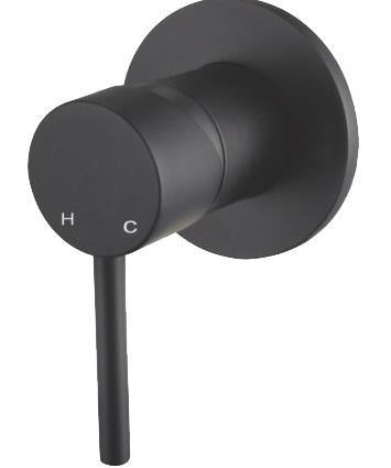 Black Round Wall Mixer – 35mm Cartridge, Ø 64mm Cover Plate for Modern Bathrooms