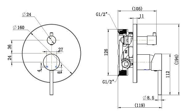 Brushed Nickel Shower Mixer With Diverter