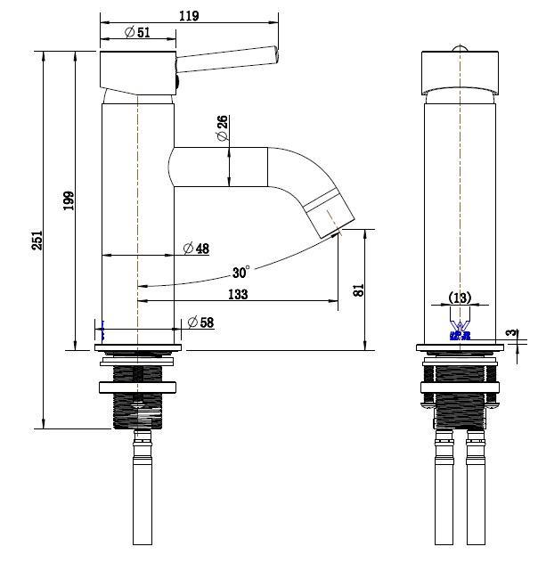 Brushed Gold Round Basin Mixer