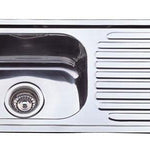 Square Corner Sink BE-76 with polished stainless steel finish and spacious bowl.