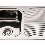 Square Corner Sink BE-78 with polished stainless steel finish and spacious bowl with side drainboard.