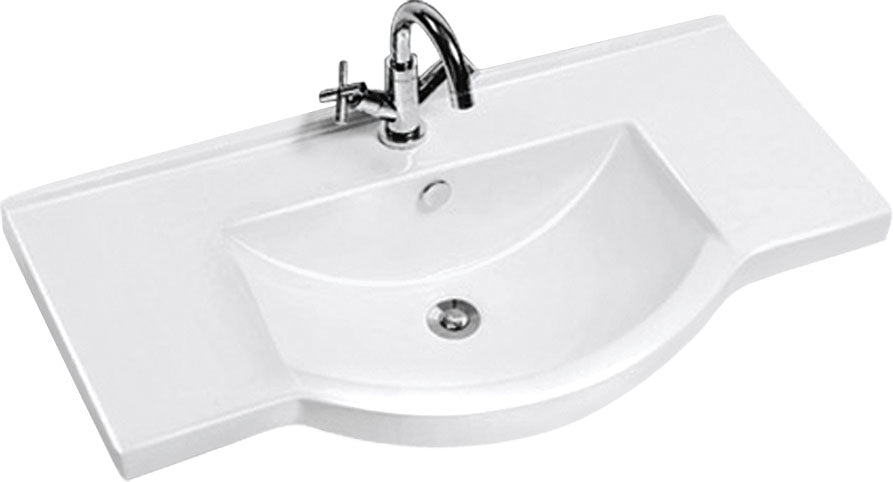 900mm Semi-Recessed Vanity Top – Ceramic Slimline Basin with Mini Thick Top