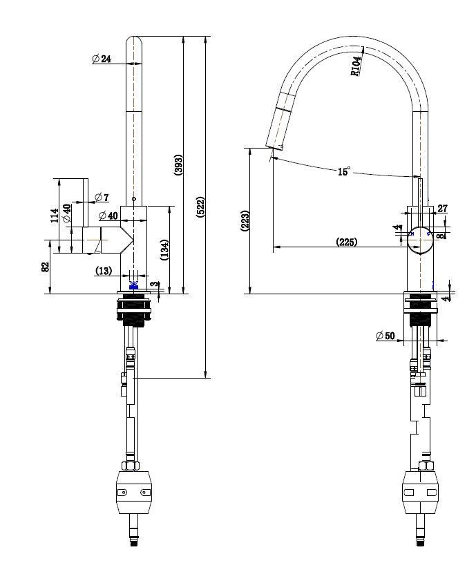 Onix Black Pull Out Kitchen Mixer