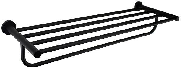 Black Round Bath Towel Shelf – 600mm x 215mm Wall-mounted Towel Shelf with Matte Black Finish