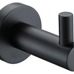 Black Round Robe Hook – Modern Bathroom Hook with Round Backplate and Matte Black Finish