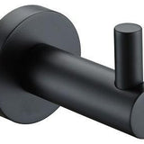 Black Round Robe Hook – Modern Bathroom Hook with Round Backplate and Matte Black Finish