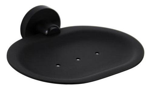 Black Round Soap Tray – Wall-mounted, Matte Black Finish for Modern Bathrooms